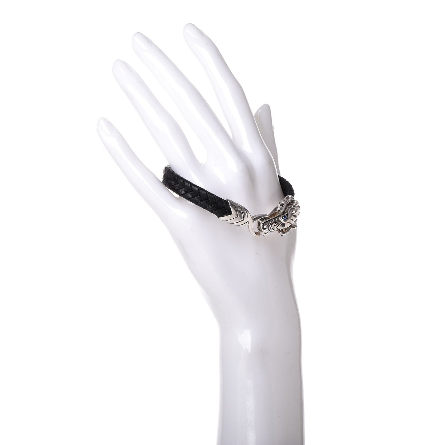 Sterling Silver Blue Sapphire Naga Dragon Legend Bracelet Black