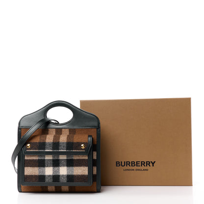 Burberry Smooth Calfskin Cashmere Check Mini Pocket Bag Brown 13 of 13
