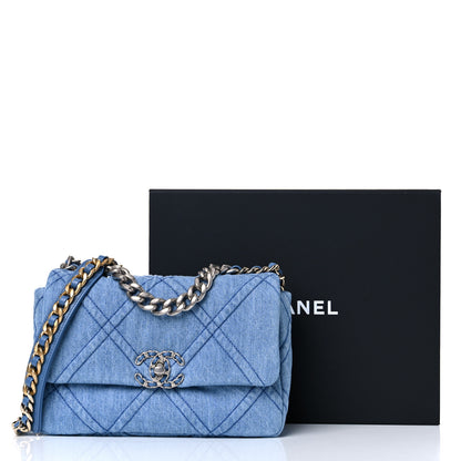 Chanel Denim Quilted Medium Chanel 19 Flap Blue 10 of 10