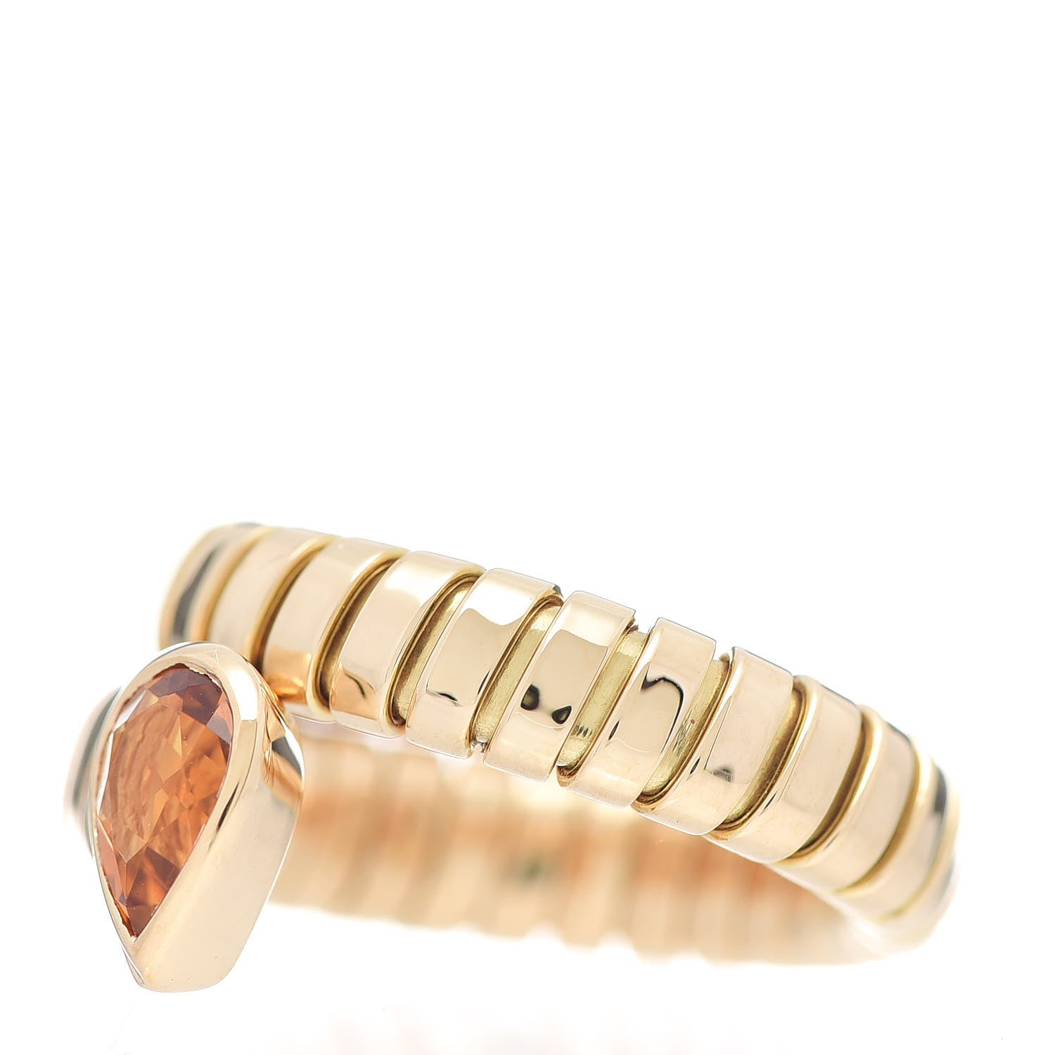 Bulgari 18K Yellow Gold Citrine Tubogas Ring 50 5.5 3 of 6