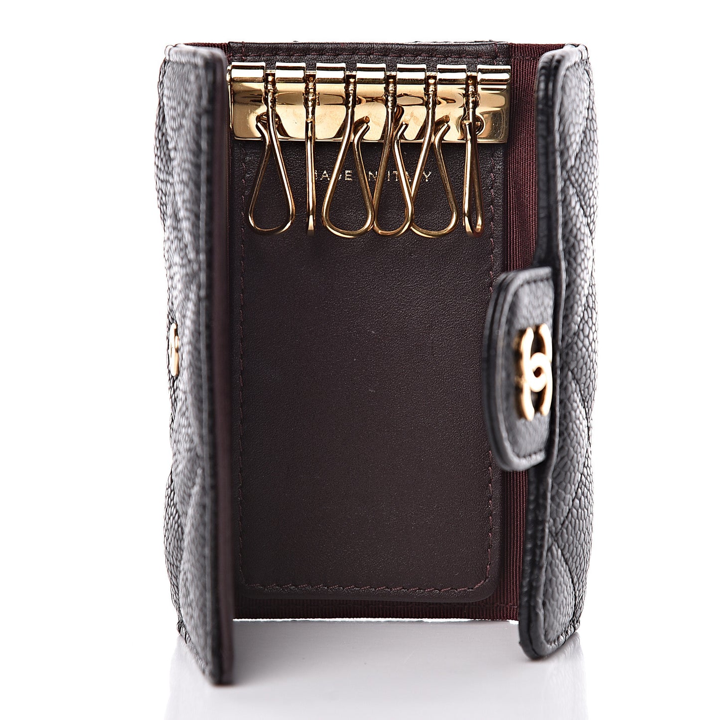 Caviar Quilted 6 Key Holder Black