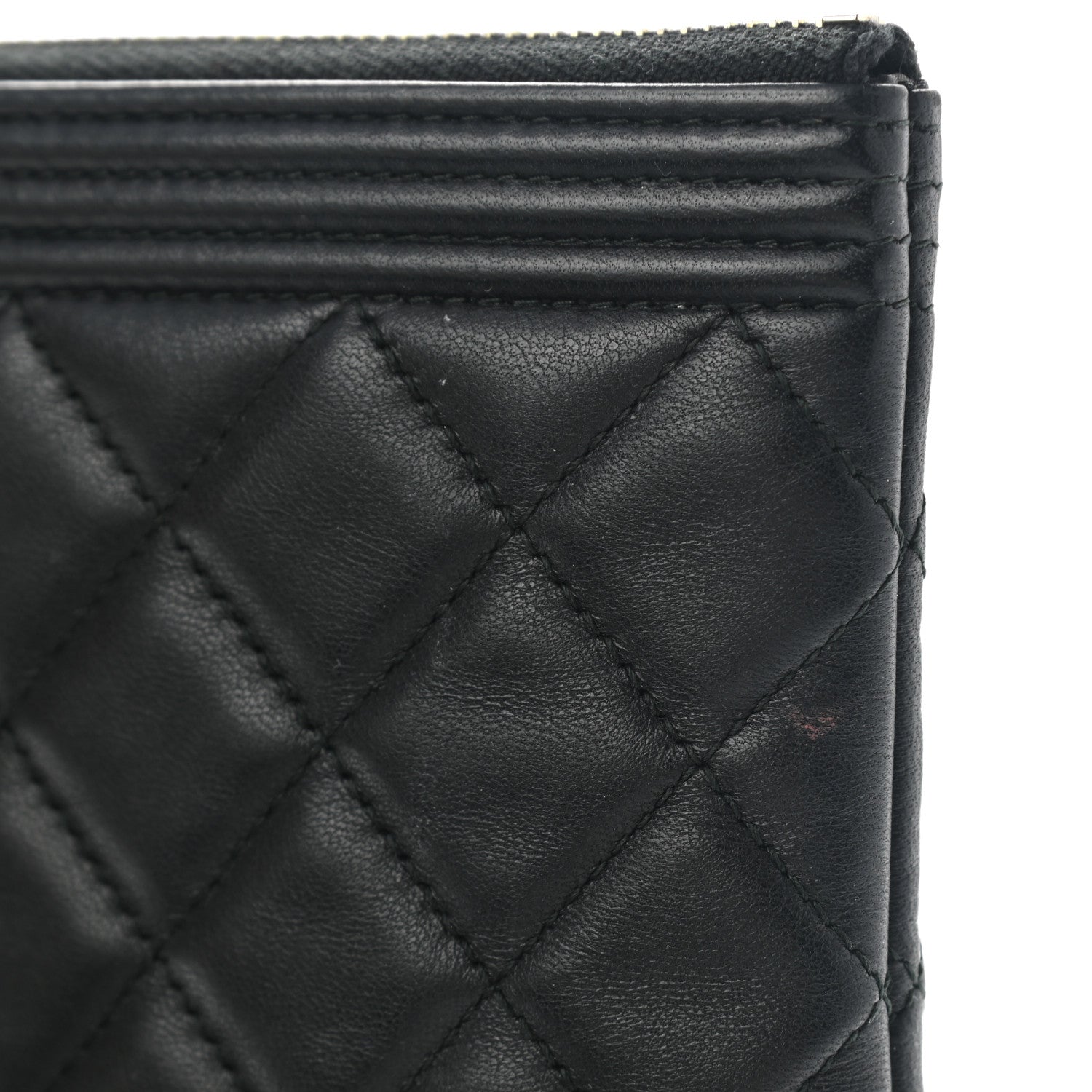 Chanel Lambskin Quilted Large Boy Zip Pouch Black 10 of 10
