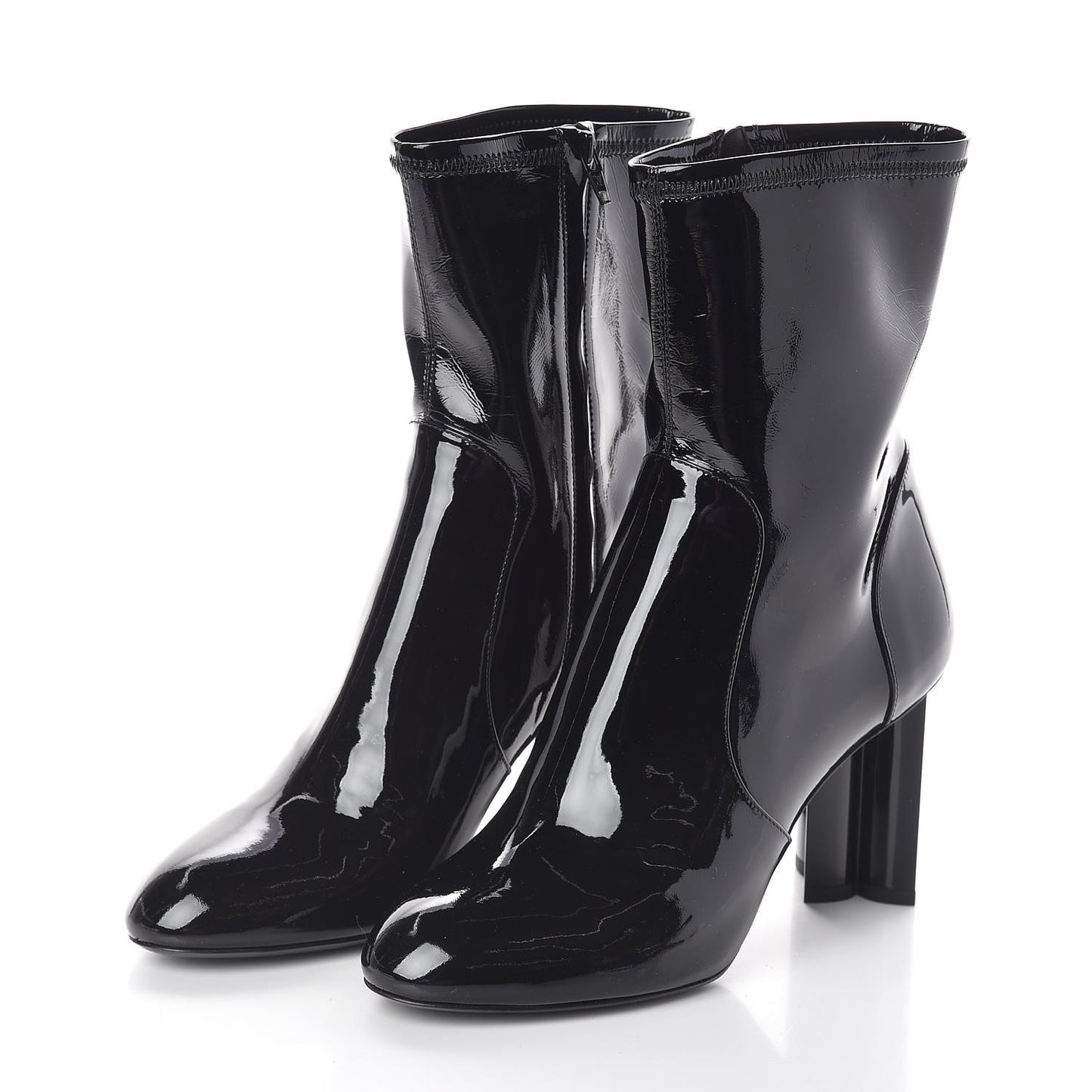 Patent Silhouette Ankle Boots 39 Black