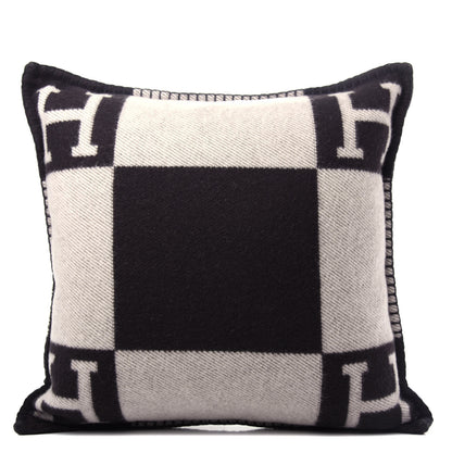Hermes Wool Cashmere Avalon Pillow PM Ecru Gris Fonce 1 of 5