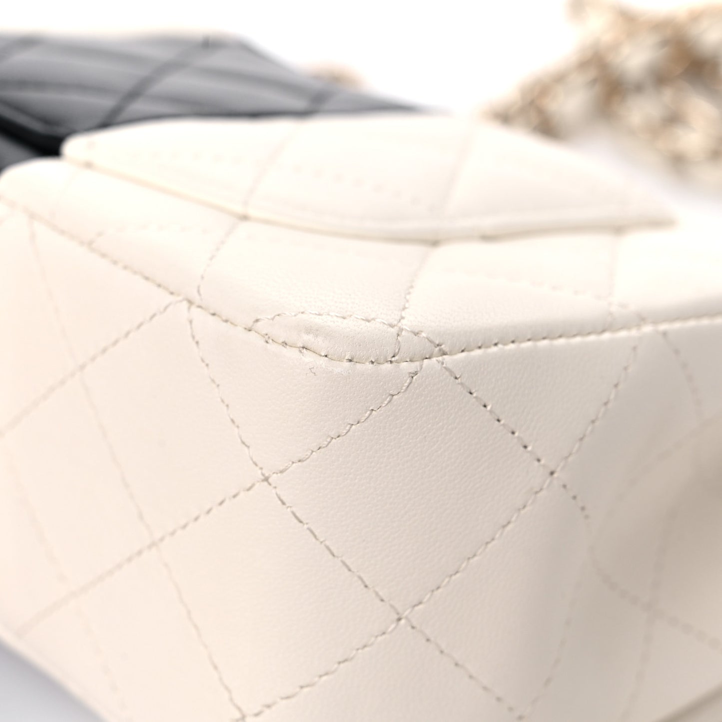 Lambskin Quilted Mini Rectangular Flap White Black