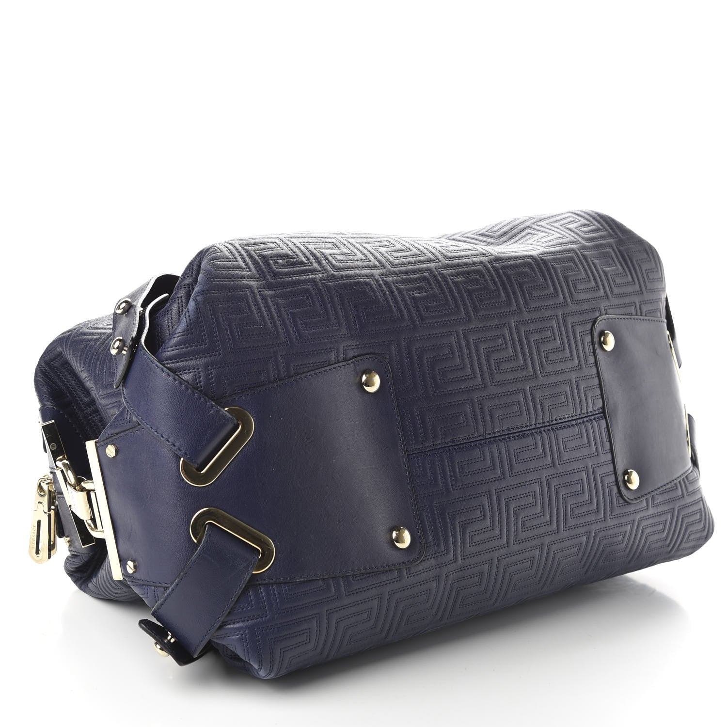 Versace Lambskin Couture Satchel Blue 5 of 9