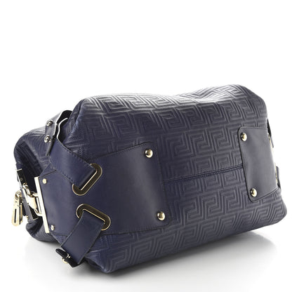 Versace Lambskin Couture Satchel Blue 5 of 9