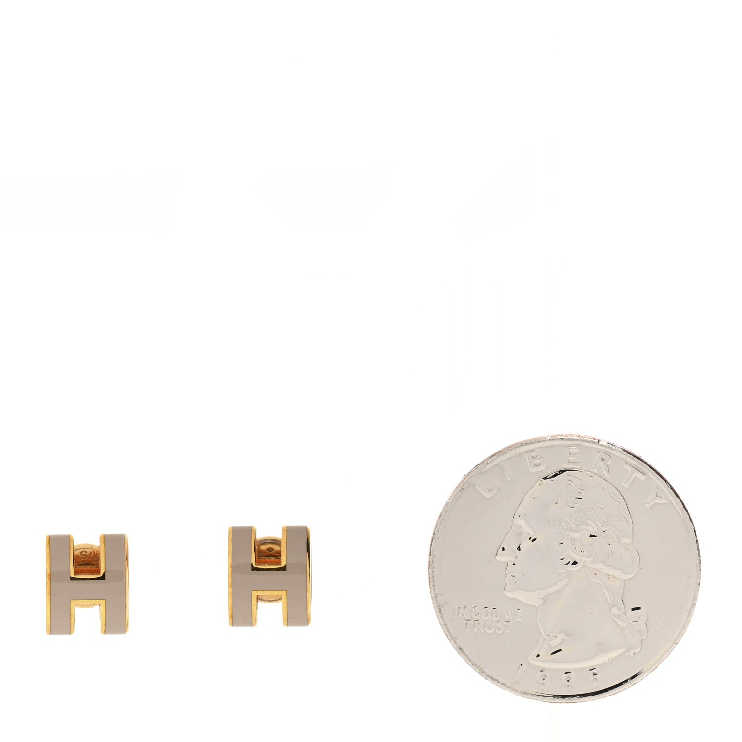 Hermes Gold Lacquered Mini Pop H Earrings Marron Glace 2 of 4
