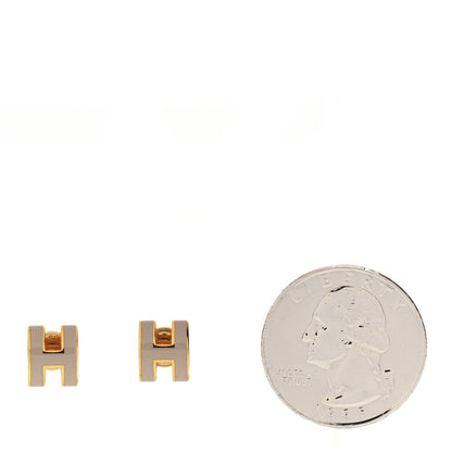 Hermes Gold Lacquered Mini Pop H Earrings Marron Glace 2 of 4