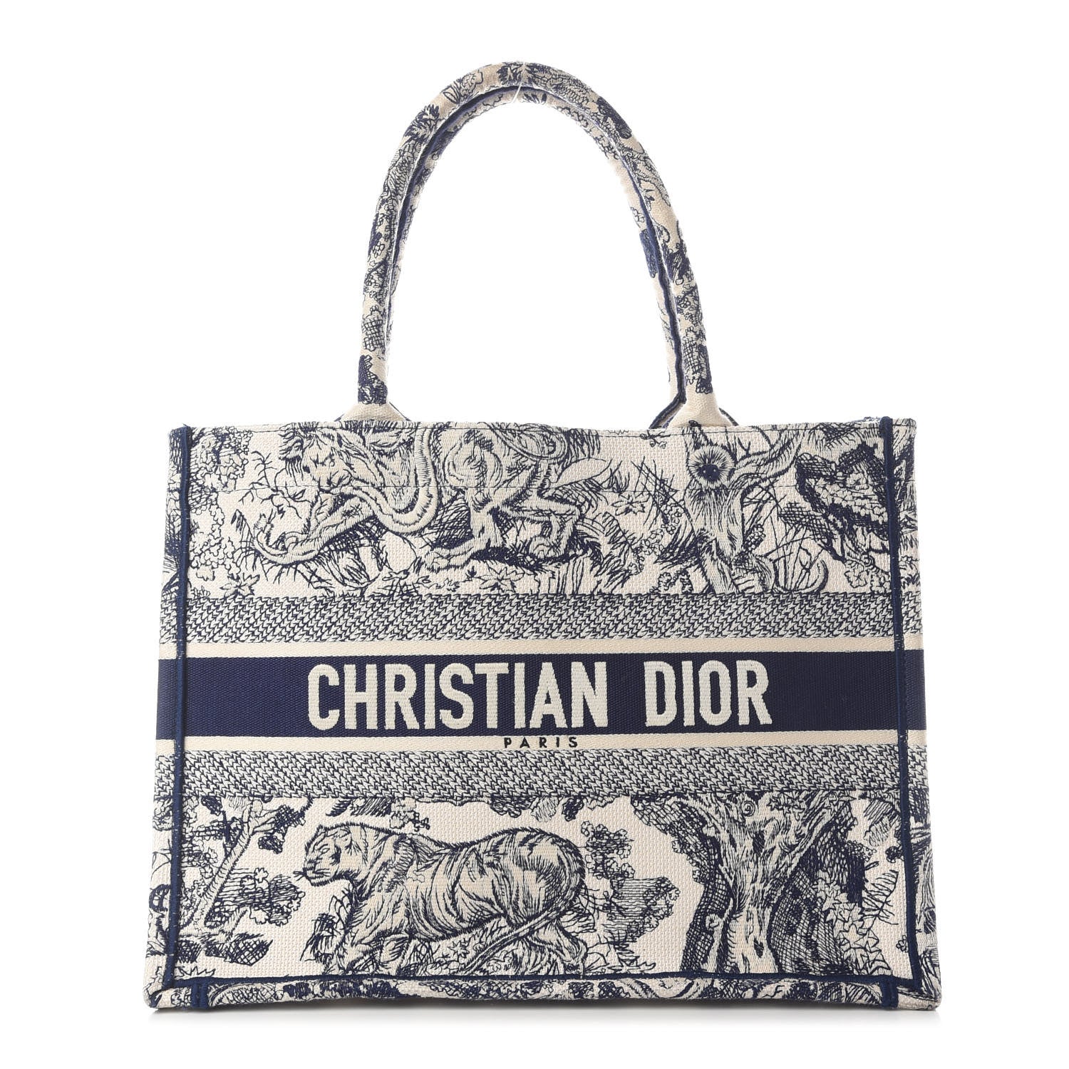 Christian Dior Canvas Embroidered Medium Dioriviera Toile De Jouy Book Tote Blue 1 of 12