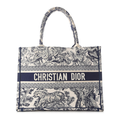 Christian Dior Canvas Embroidered Medium Dioriviera Toile De Jouy Book Tote Blue 1 of 12