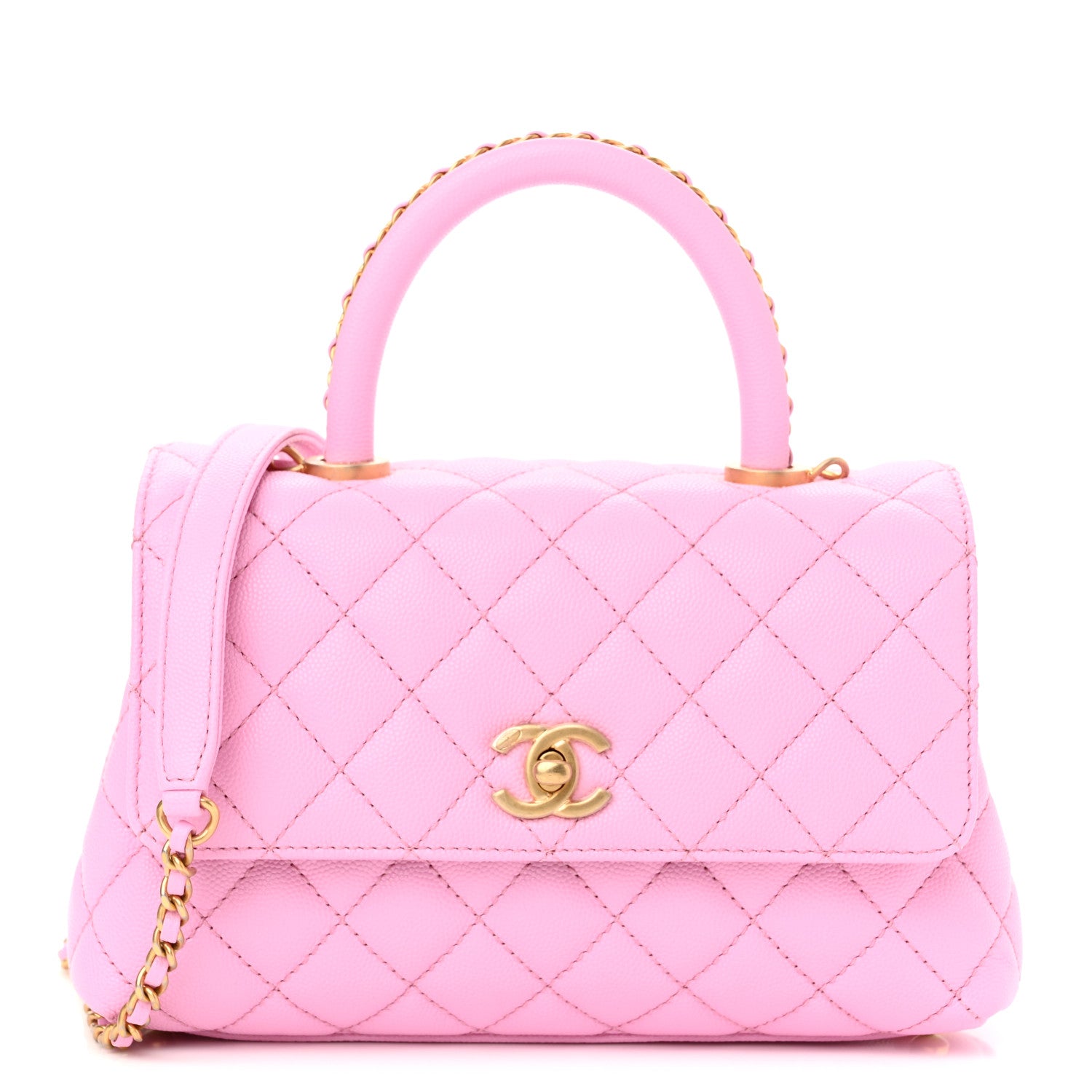 Chanel Caviar Quilted Mini Coco Chain Handle Flap Pink 1 of 10
