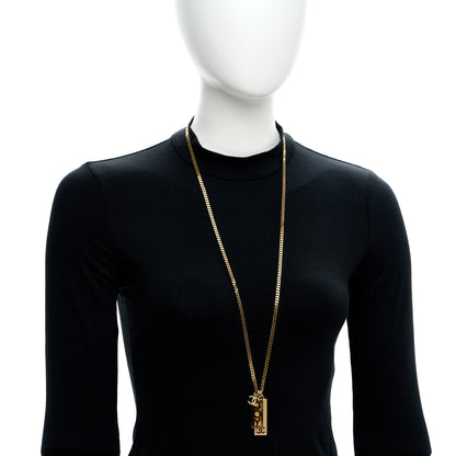 Chanel Metal Crystal CC Boy Pendant Long Necklace Gold 2 of 6