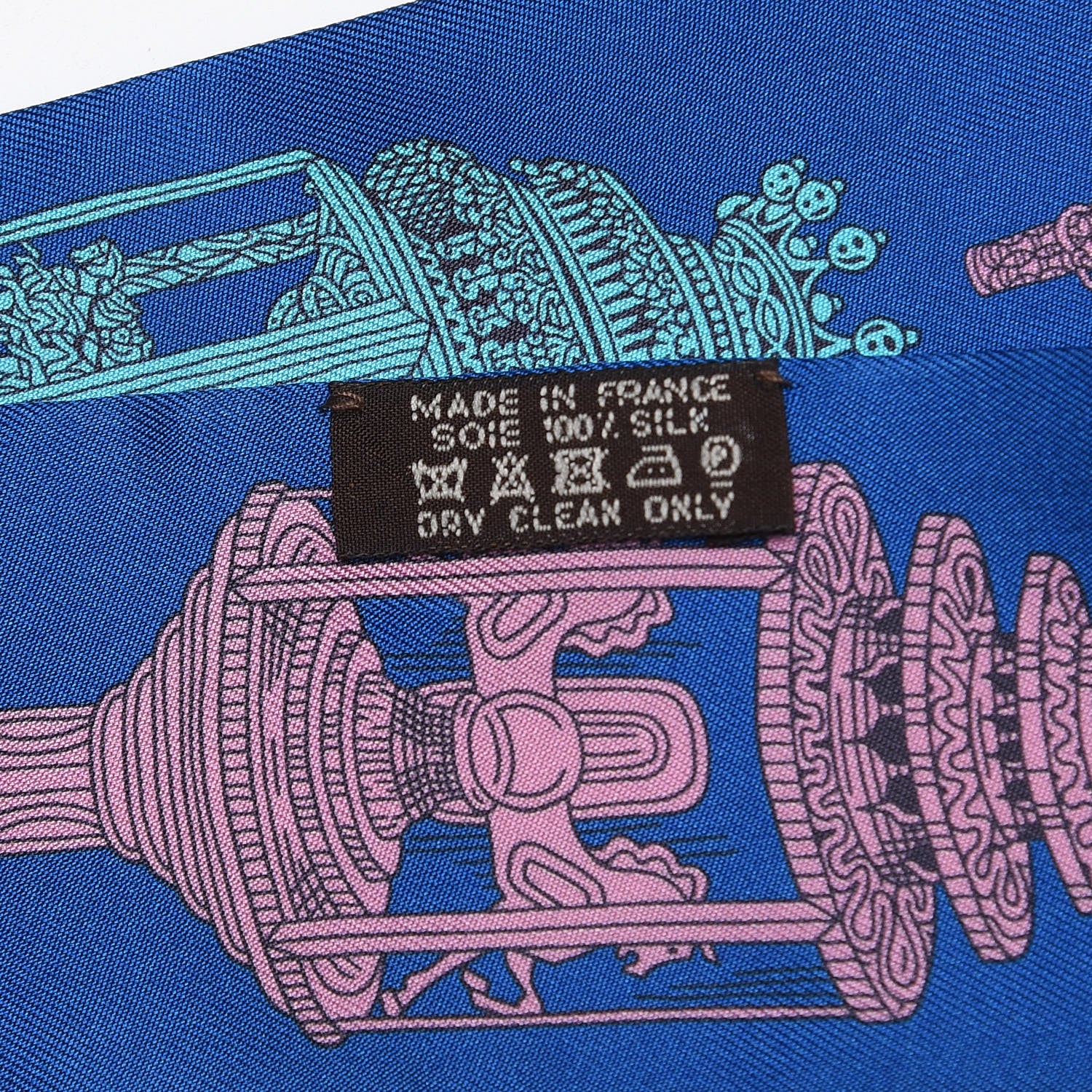 Hermes Silk Merveilleuses Lanternes Twilly Cobalt Turquoise Rose 4 of 5