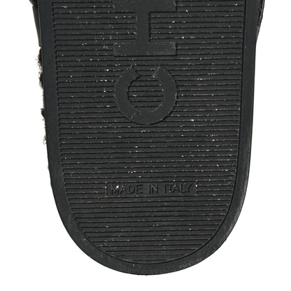 Chanel Cord Lambskin Quilted Logo Sandals 37 Black 6 of 8