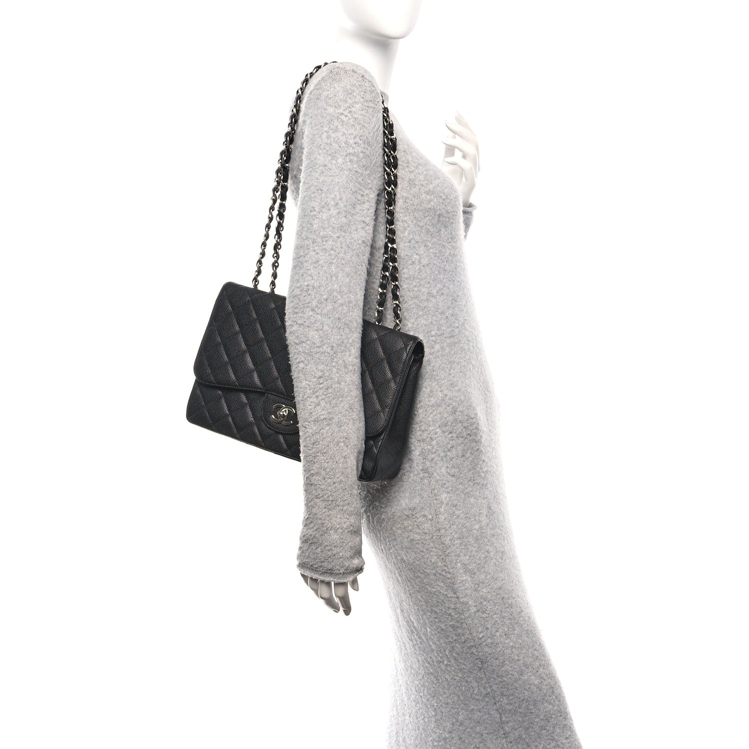 Chanel Caviar Quilted Jumbo Single Flap Black 2 of 10