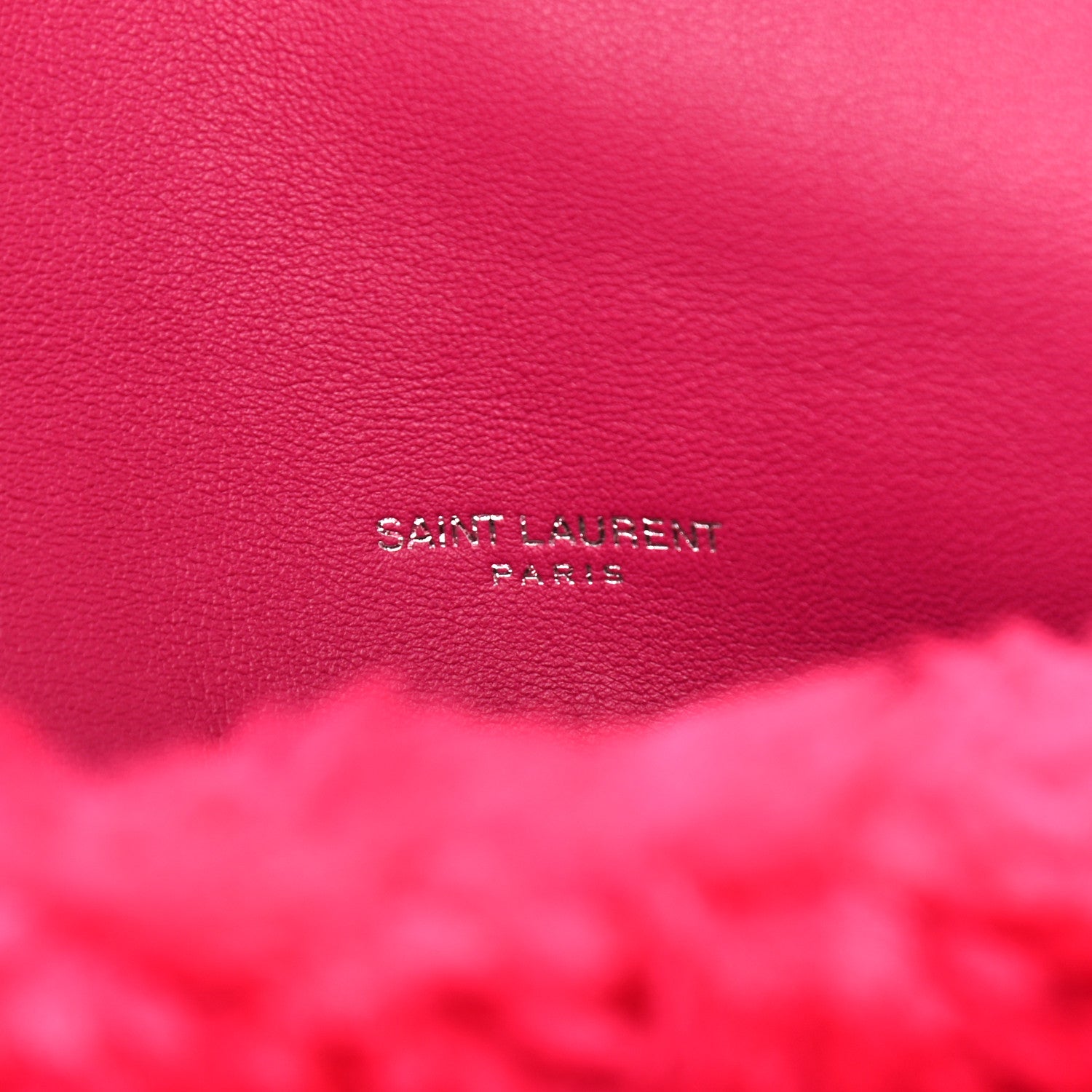Saint Laurent Merino Shearling Lambskin Quilted Small Loulou Puffer Monogram Chain Satchel Fuchsia 6 of 11