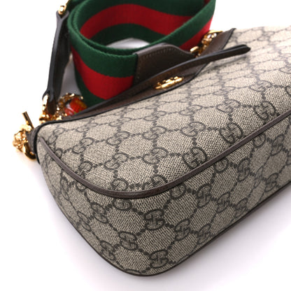 Gucci GG Supreme Monogram Textured Dollar Calfskin Web Small Ophidia GG Handbag Beige Ebony New Acero 10 of 11