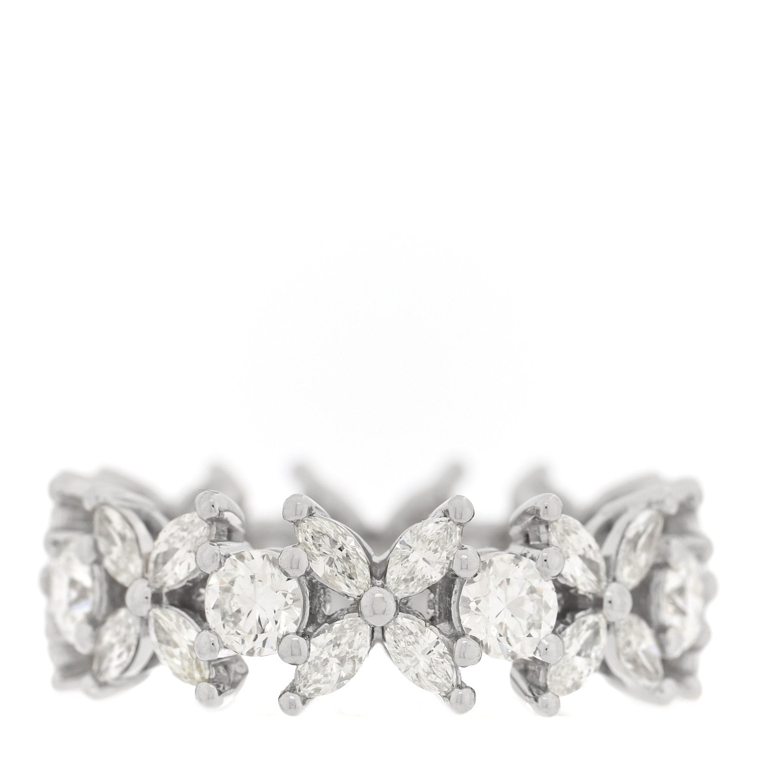 Tiffany Platinum Diamond Victoria Alternating Band Ring 52 6 3 of 5