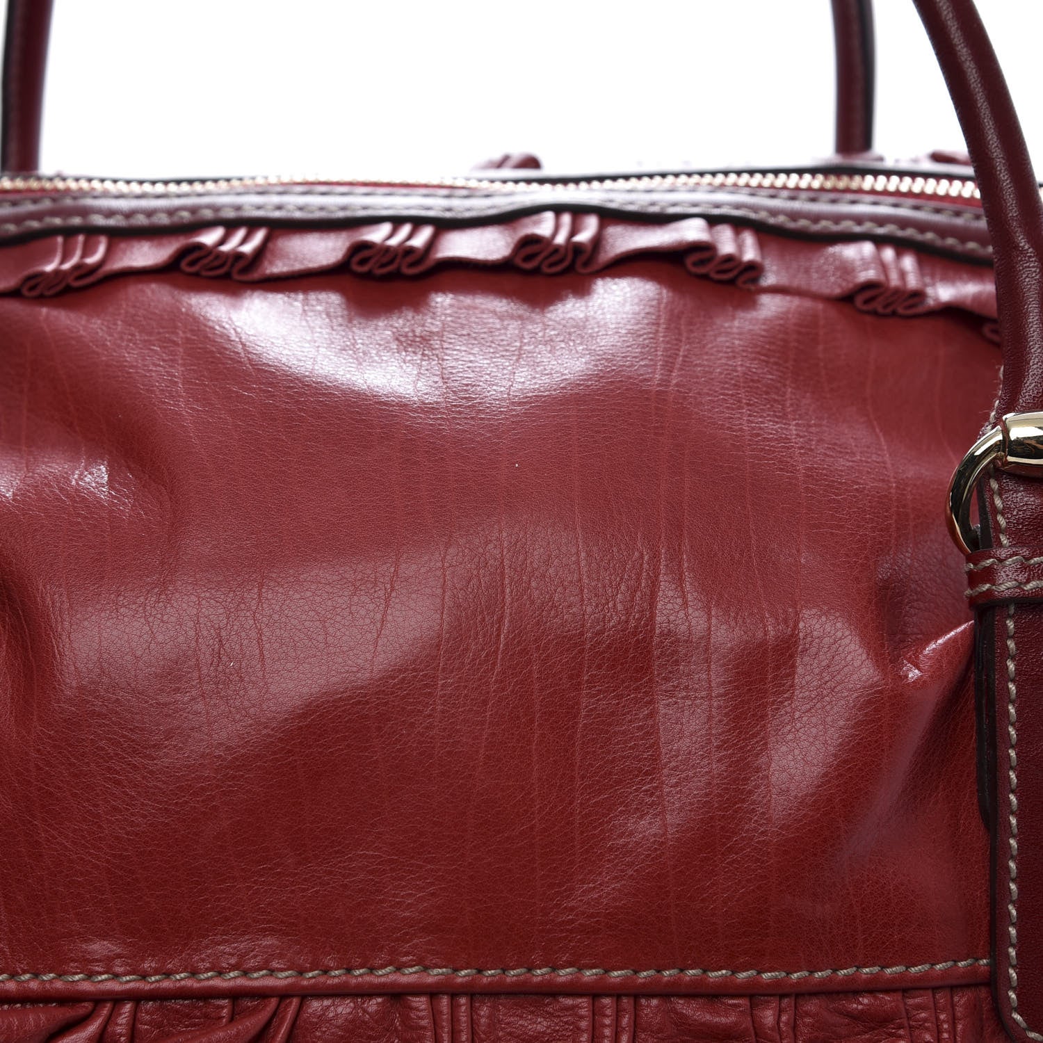 Gucci Calfskin Ruffle Medium Sabrina Boston Tote Red 13 of 16