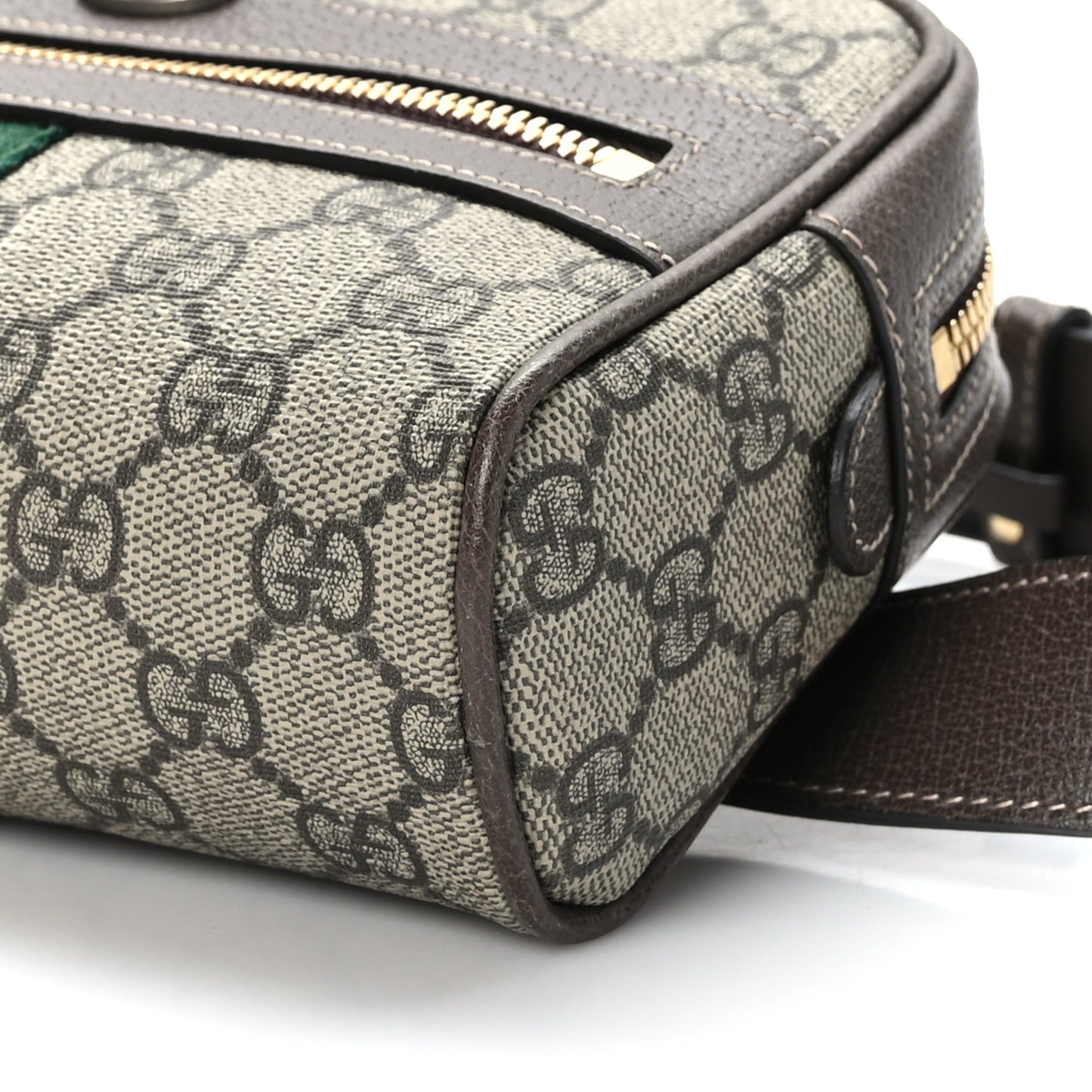 GG Supreme Monogram Web Small Ophidia Belt Bag 75 30 Dark Brown