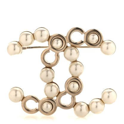 Chanel Pearl Coco CC Brooch Gold 1 of 5