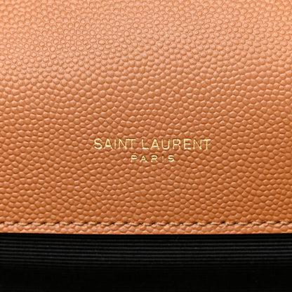 Saint Laurent Grain De Poudre Textured Mixed Matelasse Triquilt Large Monogram Satchel Dune 6 of 9