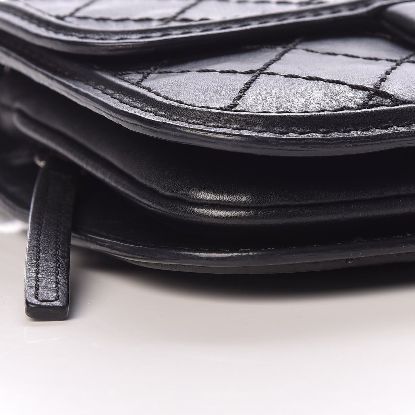 Calfskin Stitched Small Crossbody Flap Black