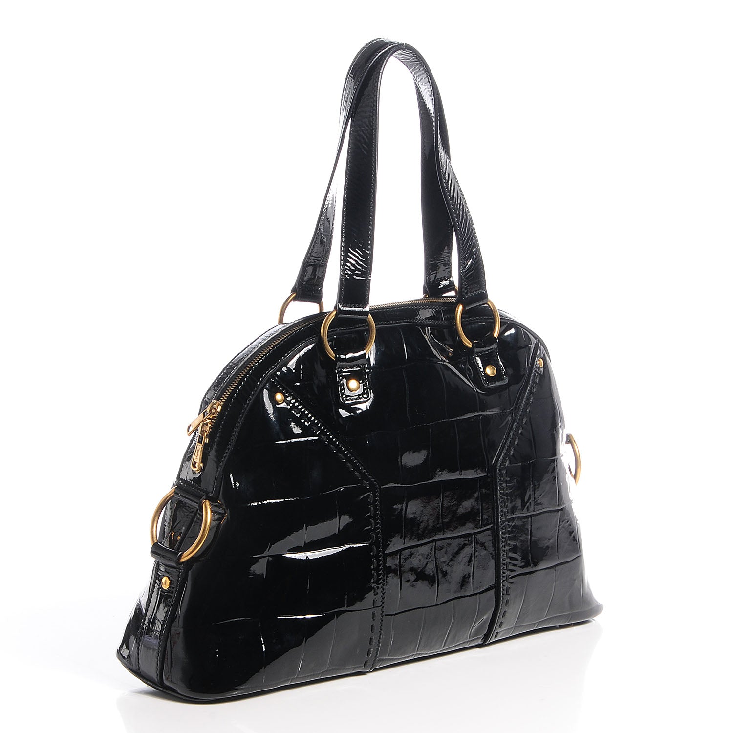 Saint Laurent Patent Croc Large Muse Black 3 of 10