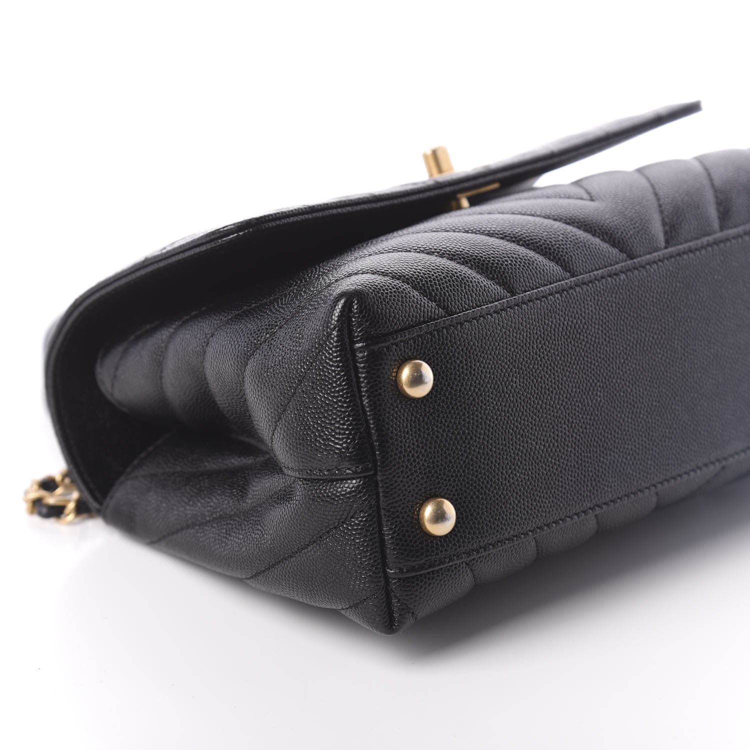 Chanel Caviar Chevron Quilted Mini Coco Handle Flap Black 10 of 11