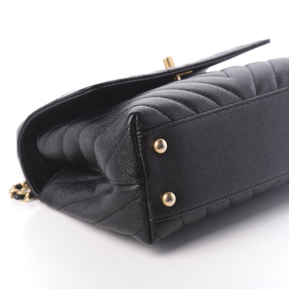 Chanel Caviar Chevron Quilted Mini Coco Handle Flap Black 10 of 11