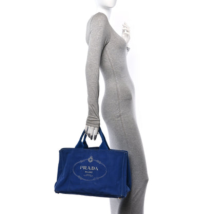 Prada Canapa Logo Tote Cobalto 2 of 12