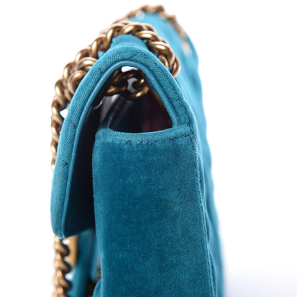 Gucci Velvet Matelasse Small GG Marmont Shoulder Bag Pavone Cyan 20 of 20