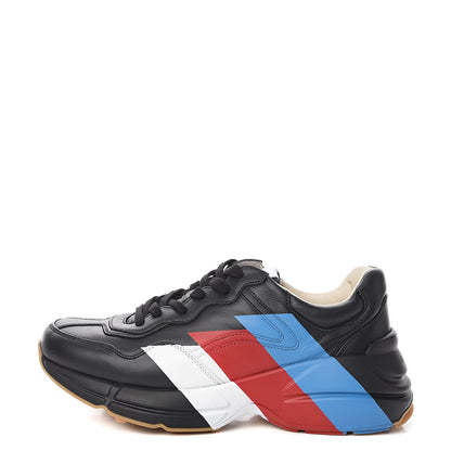 Gucci Calfskin Web Printed Mens Rhyton Sneakers 6.5 Black 1 of 9