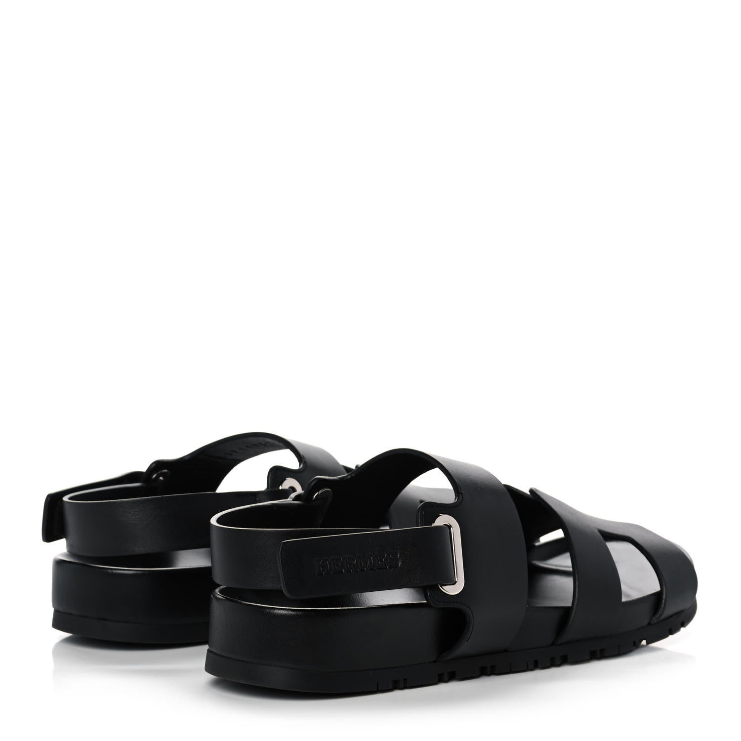 Hermes Calfskin Womens Takara Sandals 38.5 Black 4 of 11