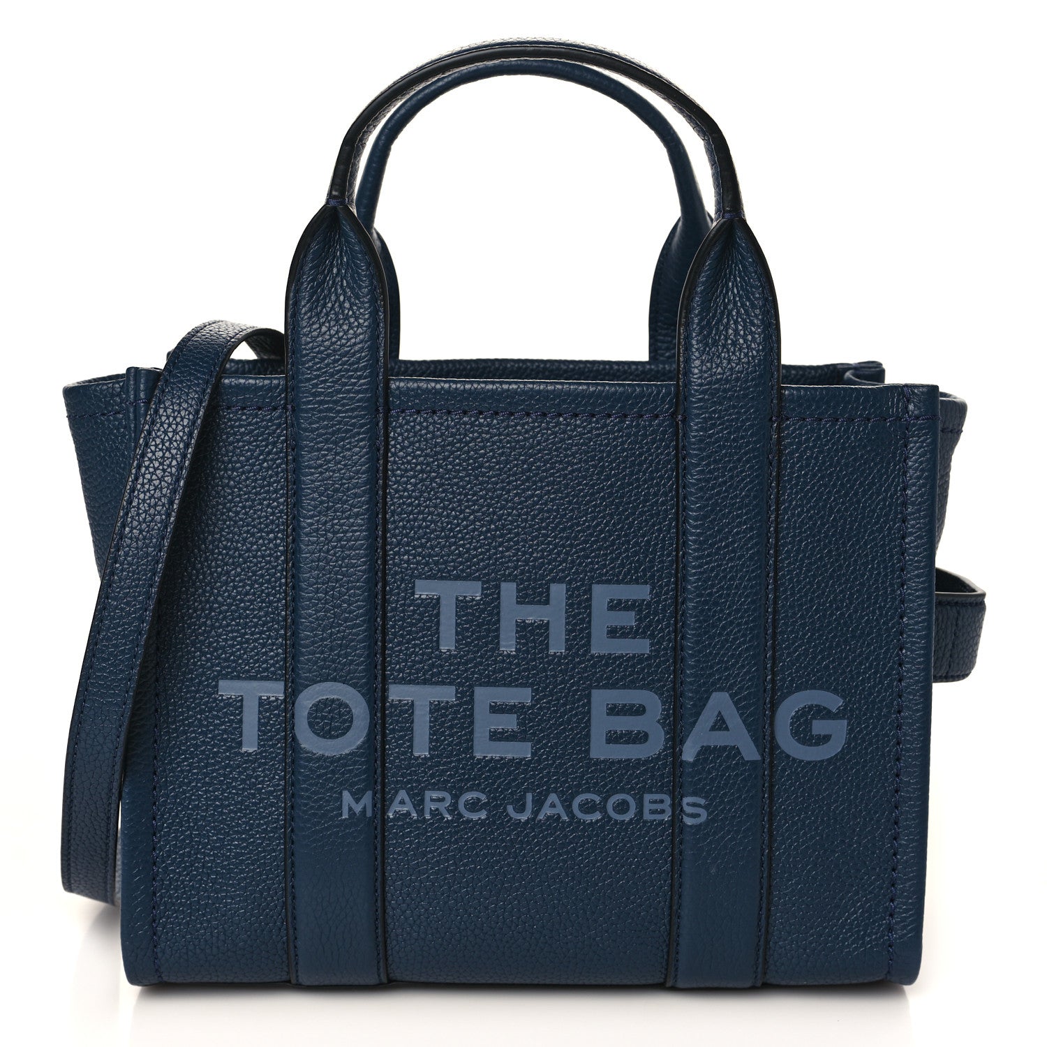 Marc Jacobs Grained Calfskin Small The Tote Bag Blue Sea 1 of 9