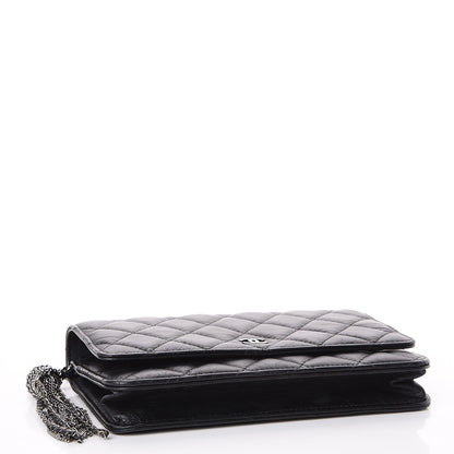 Chanel Aged Calfskin Quilted Tassel Wallet On Chain WOC Black 4 of 10
