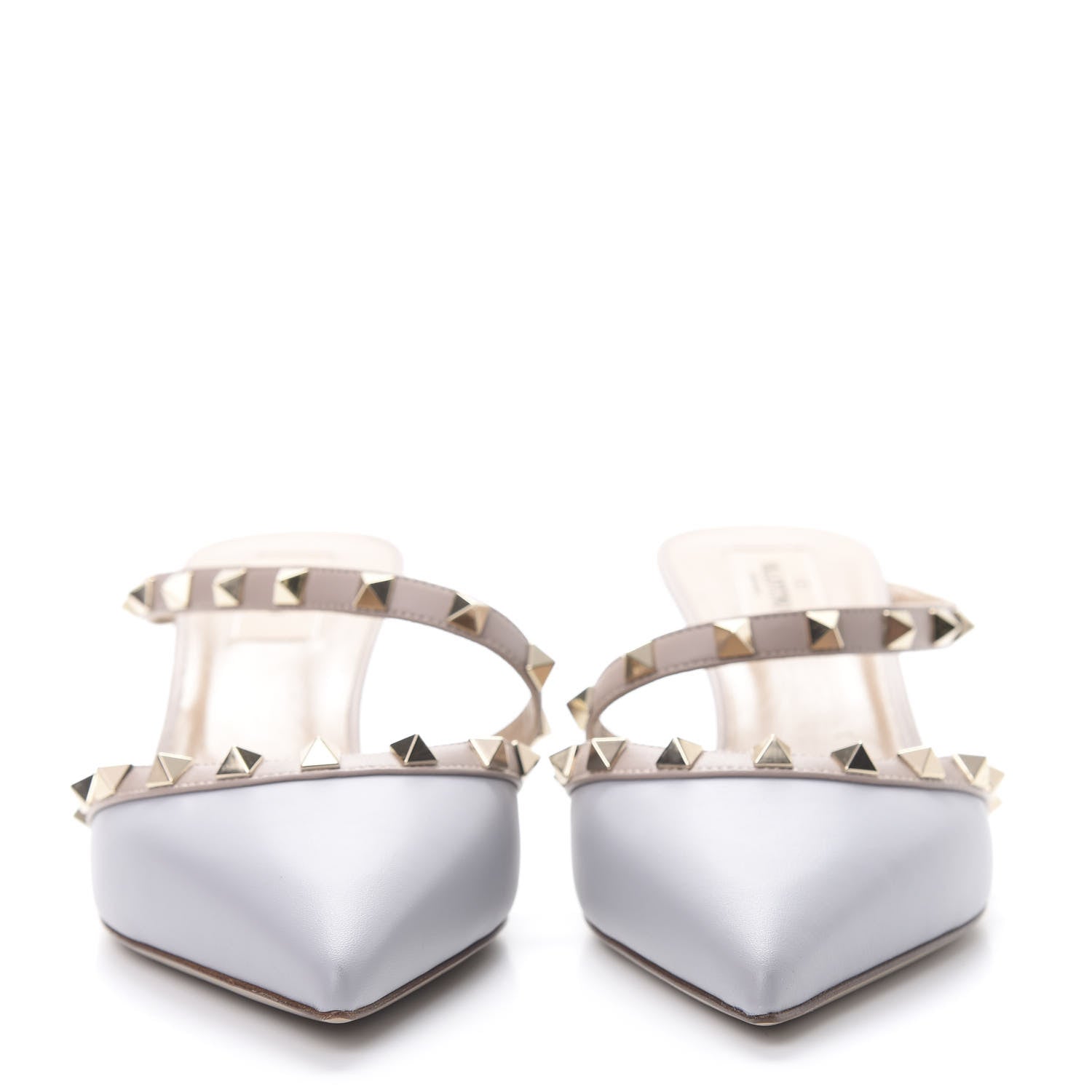 Valentino Garavani Calfskin Nappa Rockstud Cross Strap 50mm Mules 39 Pastel Grey Poudre 2 of 12