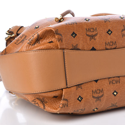 MCM Visetos Studded Small Drawstring Shopper Cognac 15 of 16