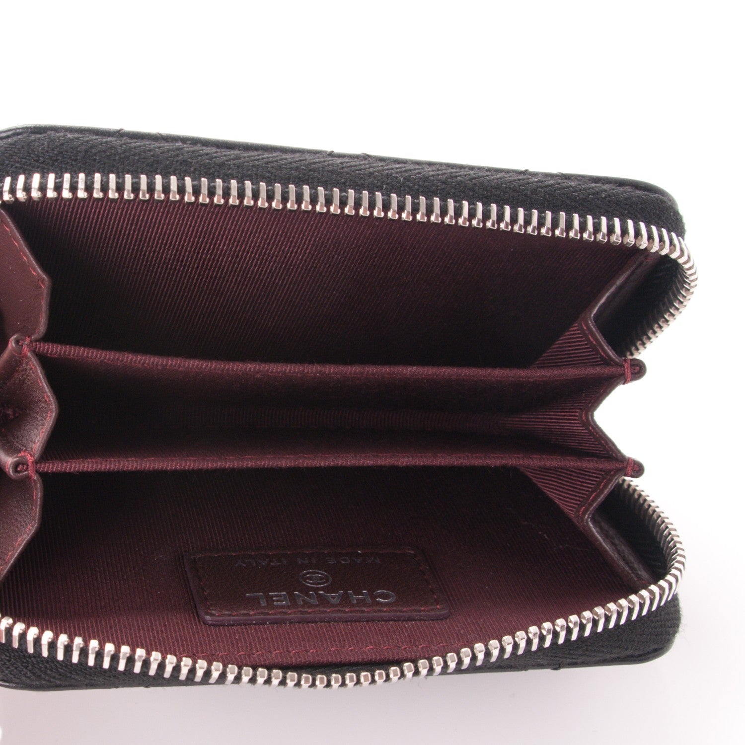 Chanel Lambskin Quilted Zip Around Coin Purse Wallet Black 5 of 7