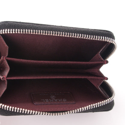 Chanel Lambskin Quilted Zip Around Coin Purse Wallet Black 5 of 7