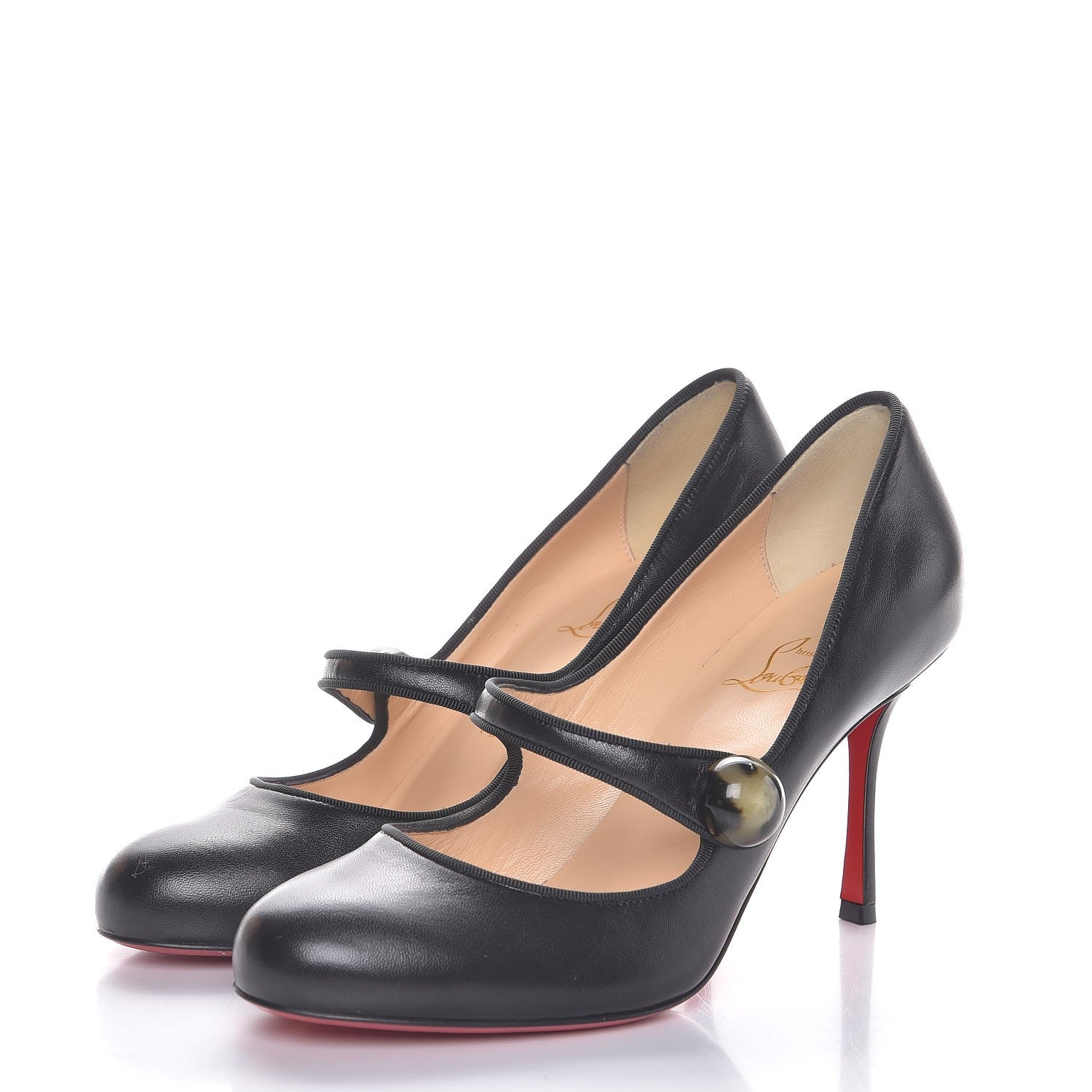 Christian Louboutin Shiny Nappa Booton ML 85 Mary Jane Pumps 37.5 Black 3 of 8