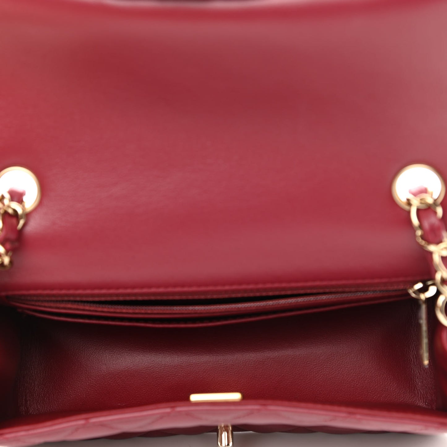 Lambskin Quilted Mini Rectangular Flap Burgundy