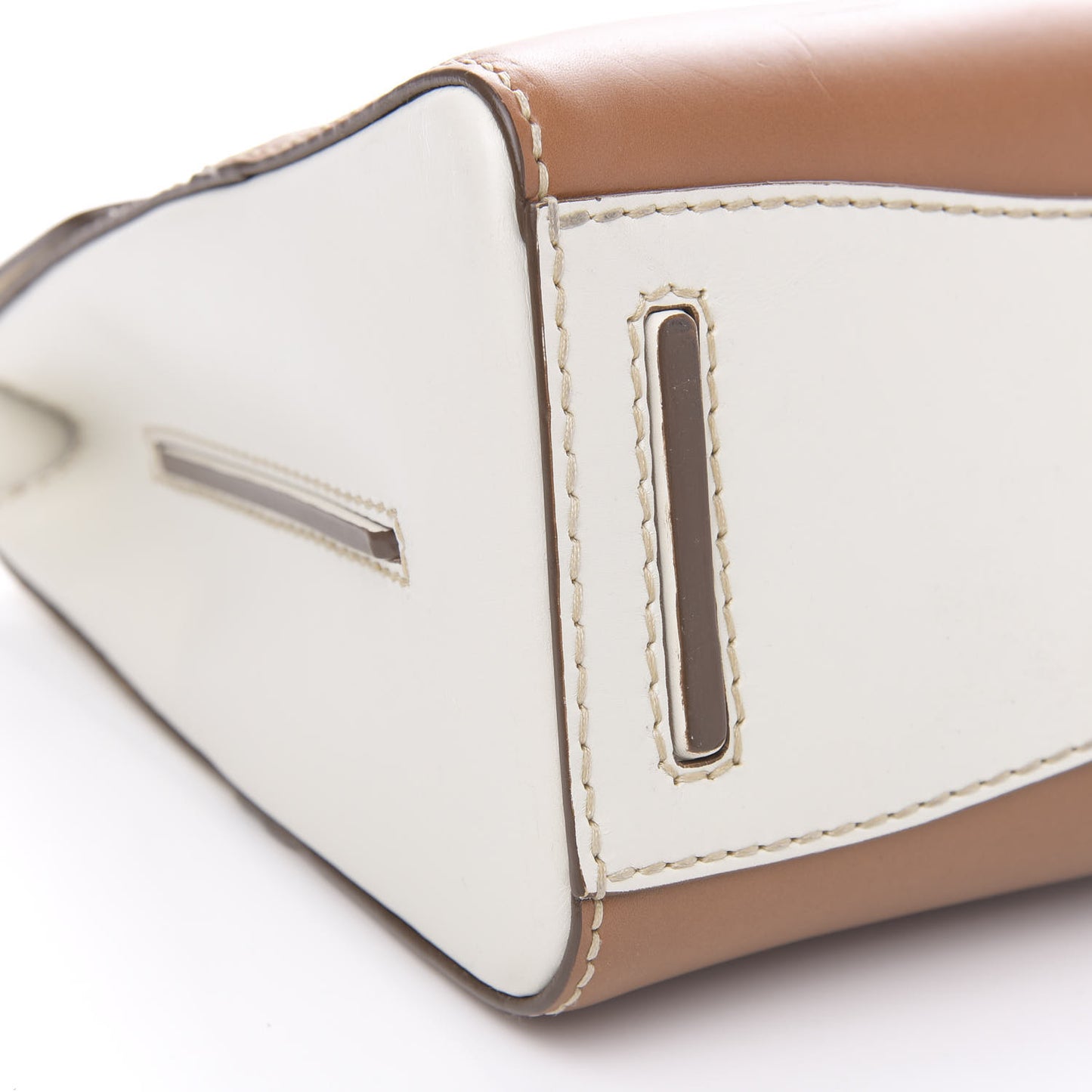 Vitello Tri-Color Sound Top Handle Satchel White Naturale