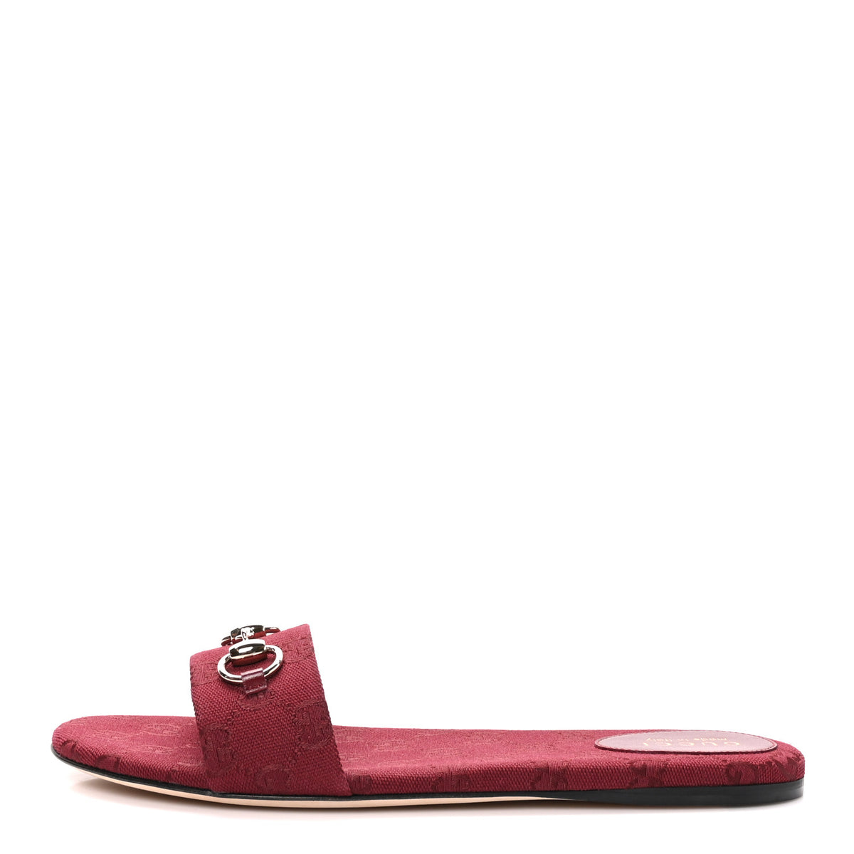 Gucci Canvas GG Monogram Horsebit Flat Slide Sandals 41 Rosso Ancora 1 of 10