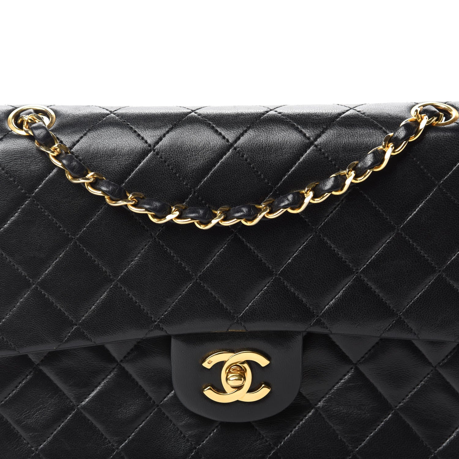Chanel Lambskin Quilted Medium Double Flap Black 14 of 14