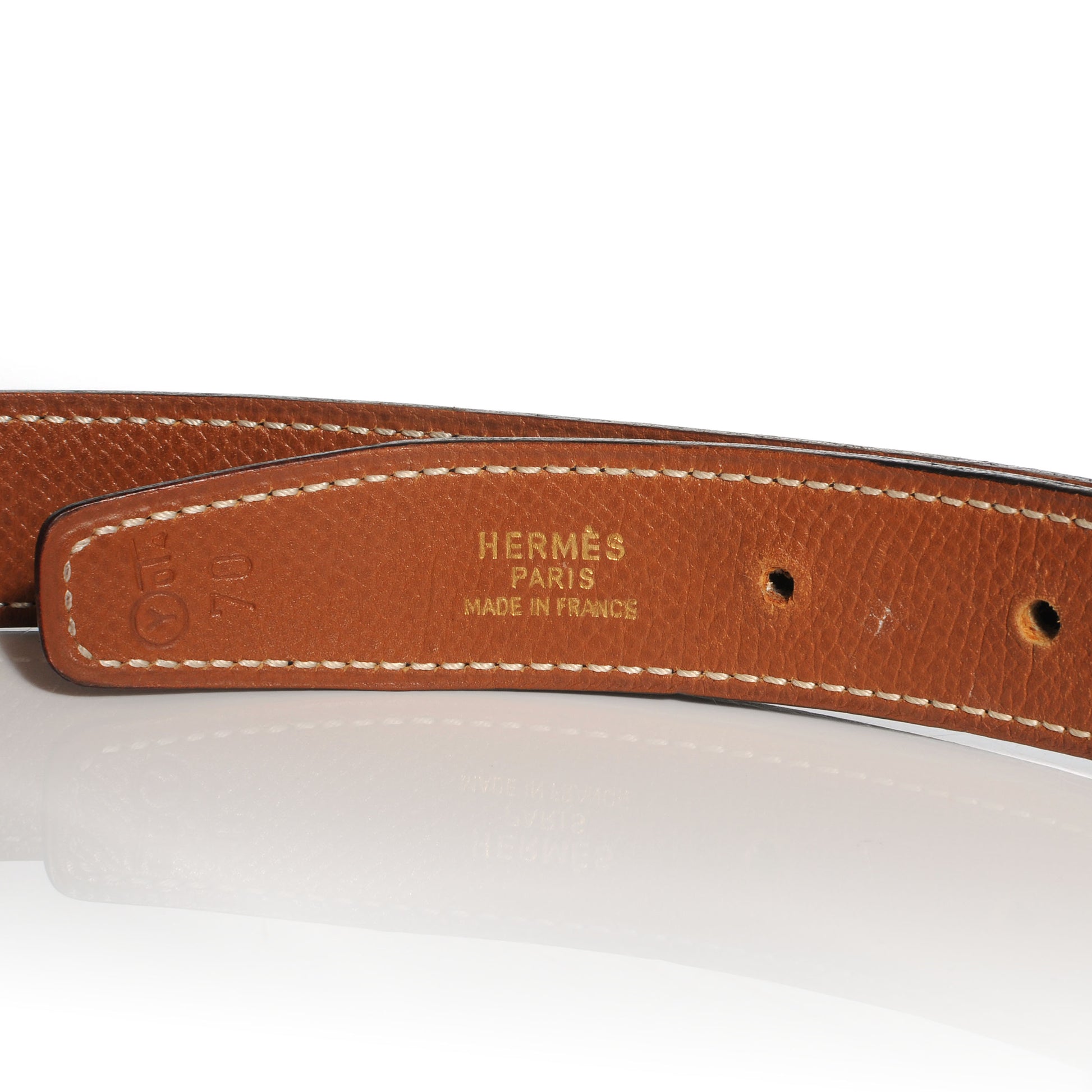 Hermes Box Courchevel Constance 24mm H Belt 70 Black Gold 7 of 9