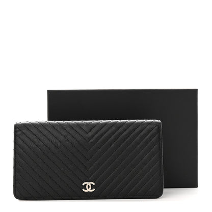 Chanel Caviar Chevron Quilted Yen Wallet Black 11 of 11