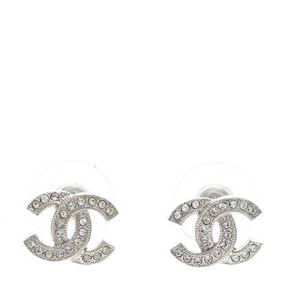 Chanel Crystal Timeless CC Earrings Silver 1 of 5