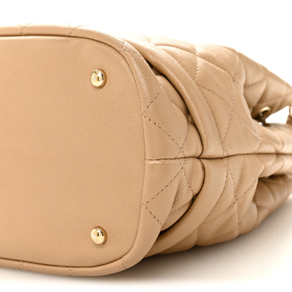 Chanel Caviar Quilted Large Rolled Up Bucket Drawstring Bag Beige 10 of 11